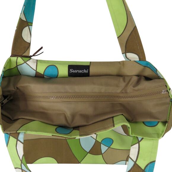 Y2k Vintage Suruchi Green & Blue Geometric Abstract Tote Shoulder Bag Beaded - Picture 6 of 11